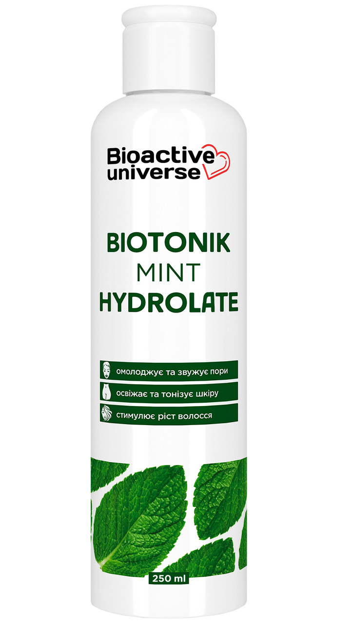 Гідролат м'яти, омолоджує та освіжає шкіру, звужує пори, стимулює ріст волосся, тонік 100 мл, Біоактив, фото 1