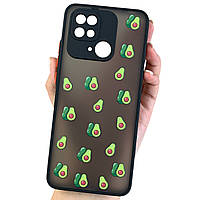 Чохол для Xiaomi Redmi 10C чорний з принтом авокадо