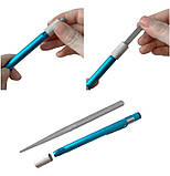 Точилка для ножів кишенькова алмазна для ножів, ножиць та гачків Синя, фото 3