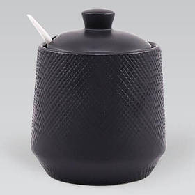 Цукорниця керамічна 0,3 л з ложкою Maestro MR-20001-09 Black - MegaLavka