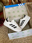 Кросівки Adidas Samba білі шкіряні жіночі низькі кросівки адідас на високій підошві для спорту та відпочинку, фото 9