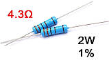 Резистор постійний 2W 4,3Ом ( 4,3Ω ) 1% металооксидний, фото 2