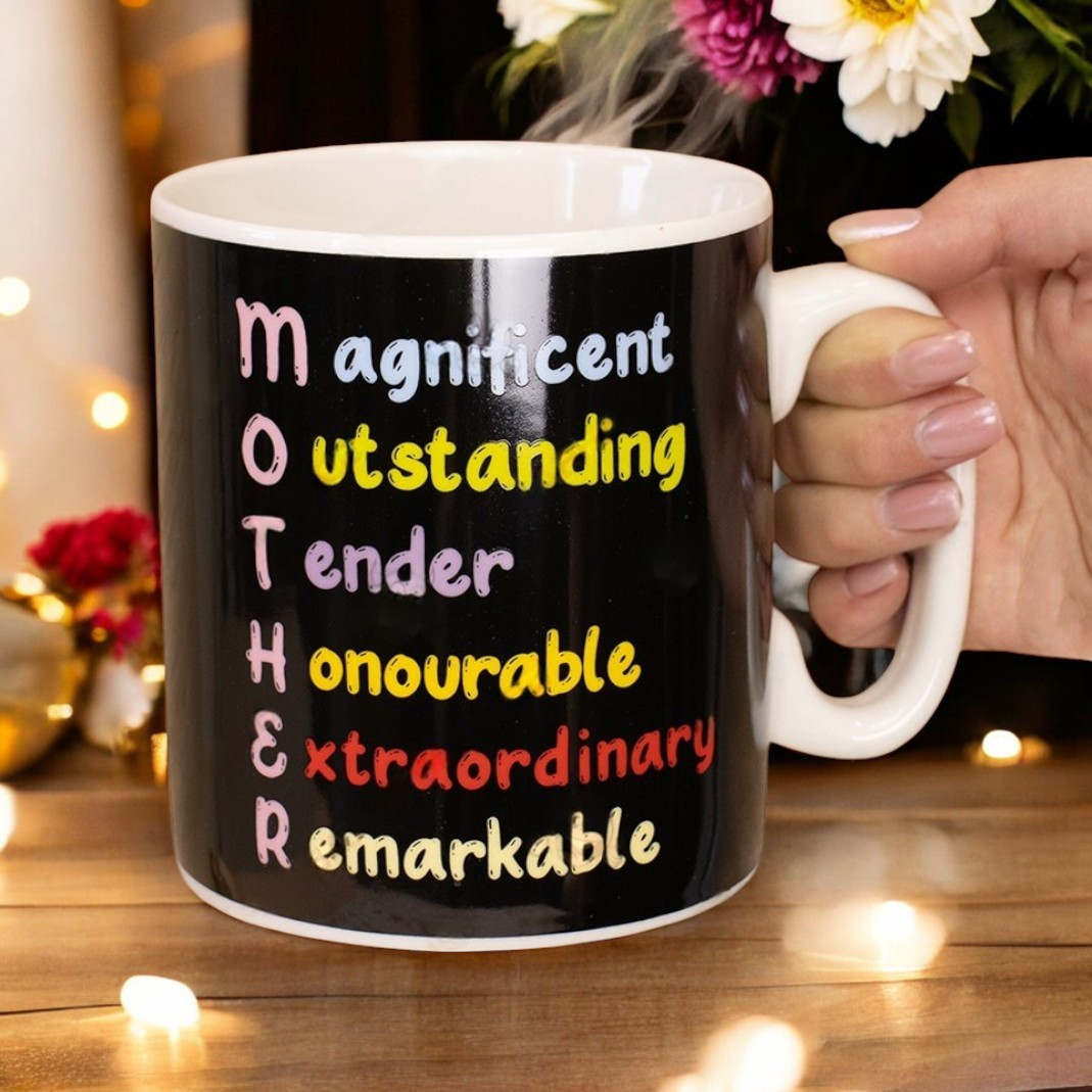 Велика керамічна кружка "MOTHER", 1 літр, Чорна (Кружка гігант)