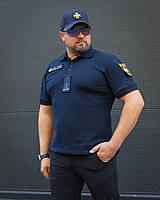 Тактичні Футболка Поло для ДСНС вологовідвідна преміум Лакоста бавовна темно-синя