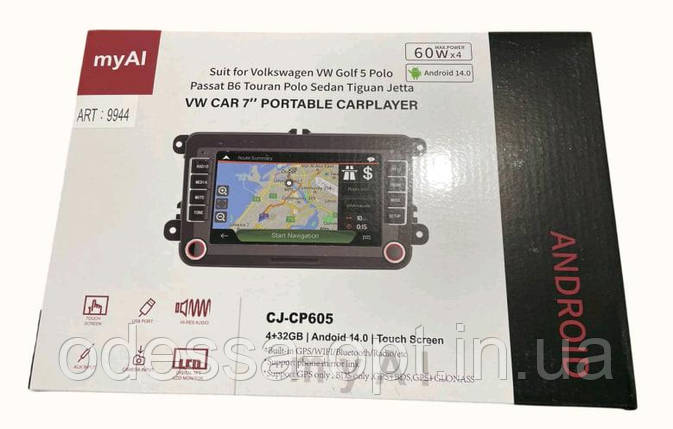 Автомагнітола 2Din CP605 на Android Ram 1G-32G Volkswagen Golf5 Polo Passat B6 Touran Tiguan Jettа, фото 1