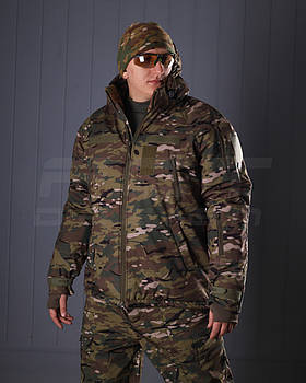 Тактична Куртка зимова Хантер Софтшел фліс Мультикам зелений