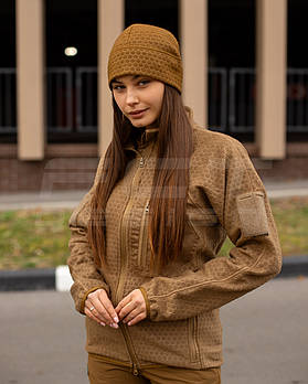 Тактичні Кофта фліс жіноча соти Гексагон на блискавці Койот