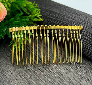 Гребінець для волосся / Заготівля / 20 зубчиків / 8*3,8см  / Золотий