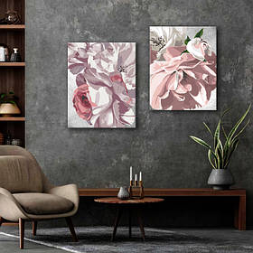 Набір картин з поталлю за номерами Riviera Blanca Квіти у сріблі (ITR-115) 2 шт в наборі