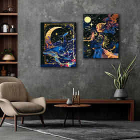 Набір картин з поталлю за номерами Riviera Blanca Чарівливий сон (ITR-116) 2 шт в наборі