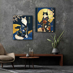 Набір картин з поталлю за номерами Riviera Blanca Японська гравюра (ITR-117) 2 шт в наборі