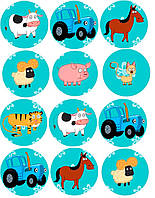 Вафельна картинка Синій трактор