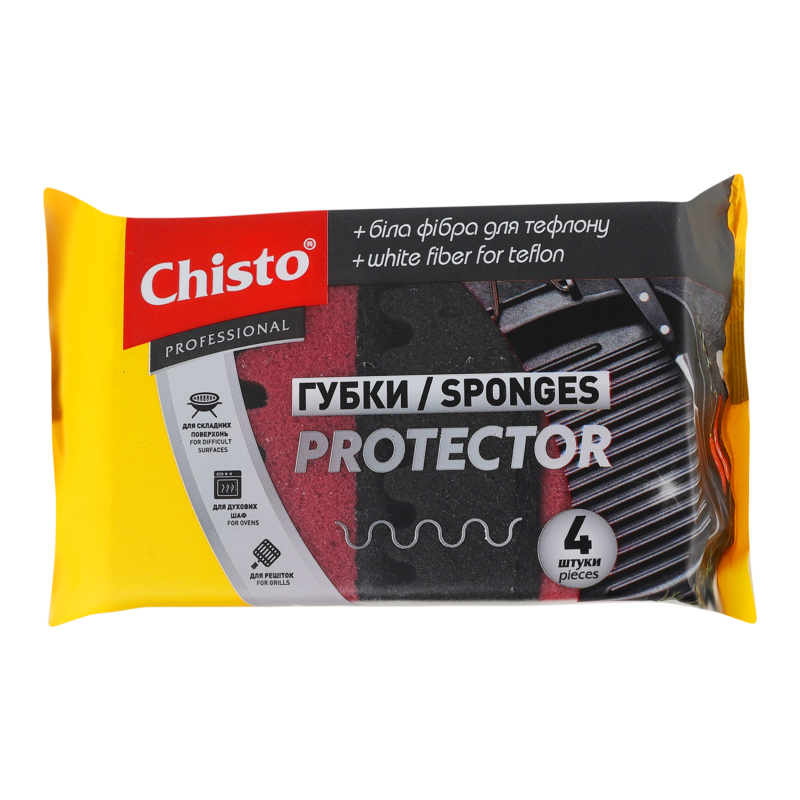 Губки побутово-господарські Protector 4 шт, Chisto, Арт.57634