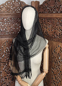 Шарф жіночий легкий сітчастий Міра чорний ромби