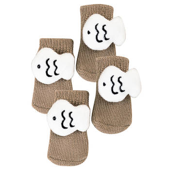 Шкарпетки для собак Lesko 2305CGSL1479 Рибки M з нековзними накладками зігрівальні 4 шт.