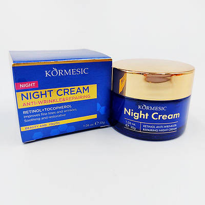 Опт 3 шт. Нічний антивіковий Крем проти зморшок з розгладжуючим ефектом KORMESIC із Ретинолом та Токоферолом, 30г