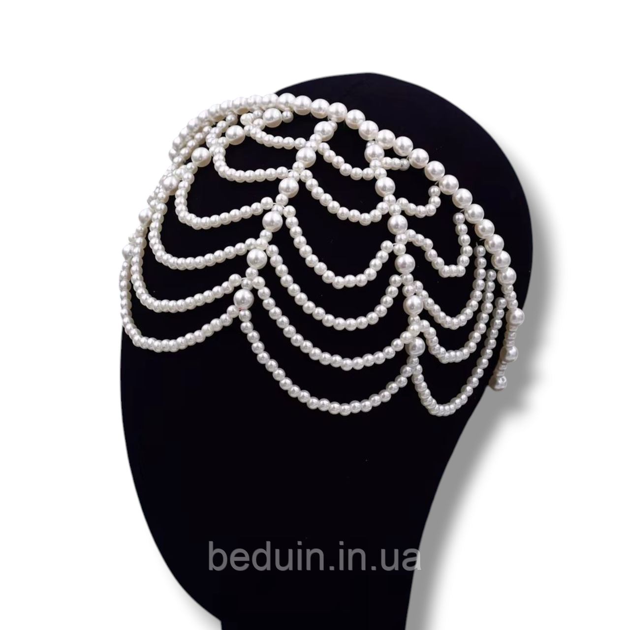Розкішний перловий обруч на голову, прикраса "Zarliya" тренд, для фотосесії Aushal Jewellery