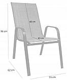 Комплект садових стільців 2 шт 55x62x96cm GardenLine NEO9917 сірого кольору, для відпочинку в саду та на балконі, фото 7