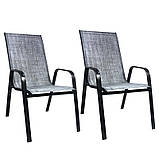Комплект садових стільців 2 шт 55x62x96cm GardenLine NEO9917 сірого кольору, для відпочинку в саду та на балконі, фото 3