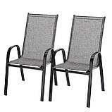Комплект садових стільців 2 шт 55x62x96cm GardenLine NEO9917 сірого кольору, для відпочинку в саду та на балконі, фото 4
