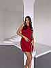 Жіночий легкий в'язаний комплект-двійка червоного кольору: вкорочений топ і плісирована спідниця-міні, фото 3