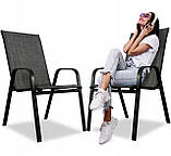 Комплект садових стільців 2 шт 55x72x96cm GardenLine NEO3685 чорного кольору, для відпочинку в саду та на балконі, фото 8