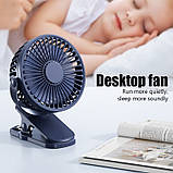 Мінівентилятор портативний настільний із затискачем на акумуляторі 3 режими, фото 6