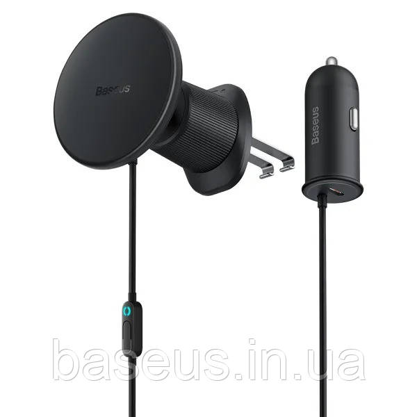 Автомобільне ЗУ Baseus CW01 Magnetic Wireless Car Mount 40W (Бездротова зарядка 15W + USB 25W)