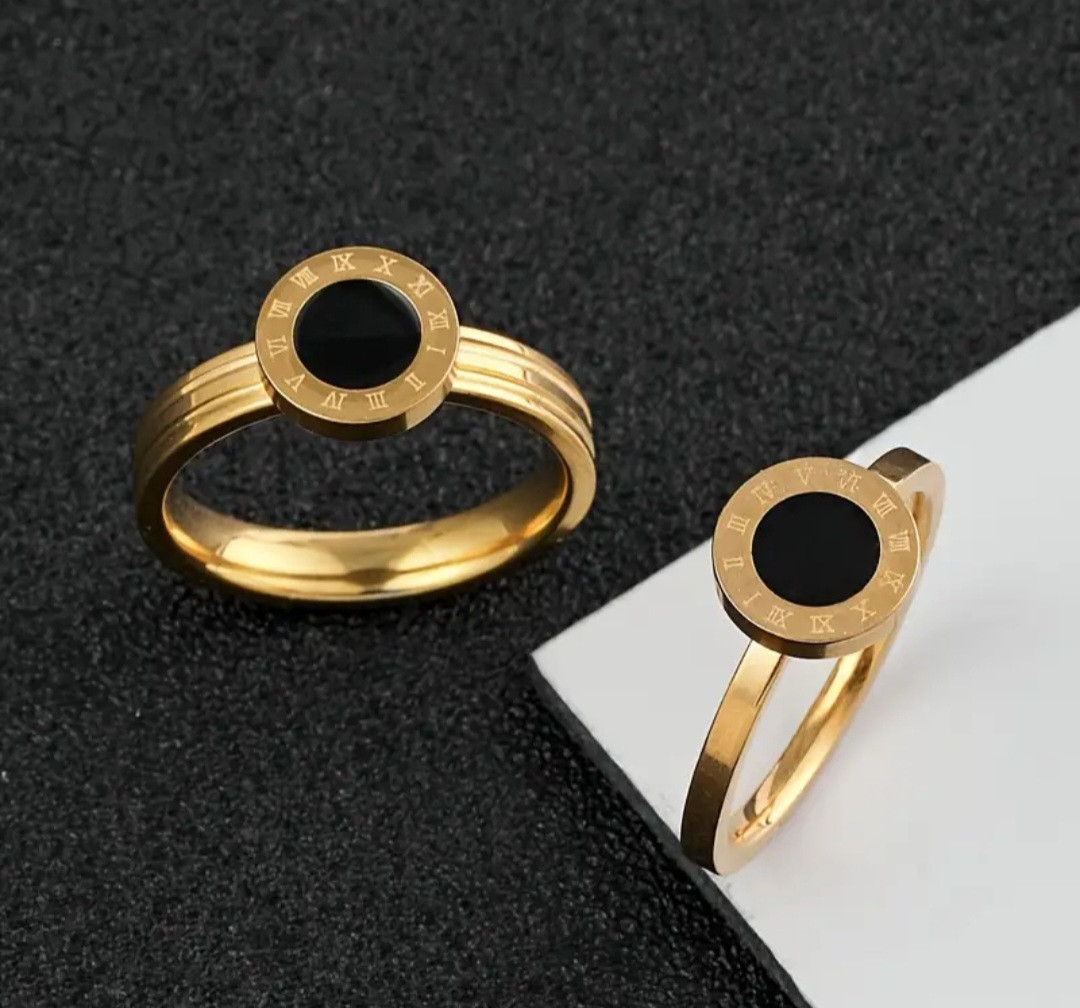 Комплект два кільця Медична сталь позолота лимонний відтінок Stainless Steel код 6711