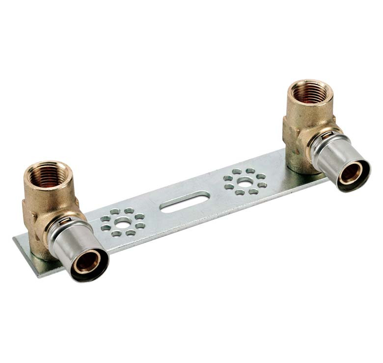 Монтажна планка з кутовими прес-фітингами Bonomi DN 16x1/2"(ВР) для змішувача (Італія) 40041604, фото 1