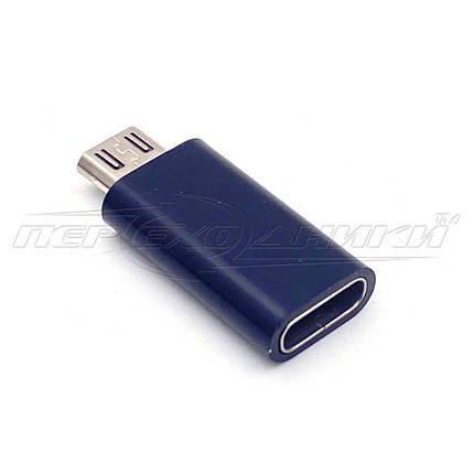 Перехідник micro USB тато на Type-C мама, чорний, фото 3