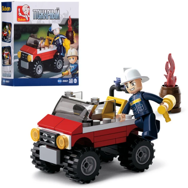 Конструктор SLUBAN M38-B0621 "Fire": Джип, фігурка, 58 деталей, фото 1