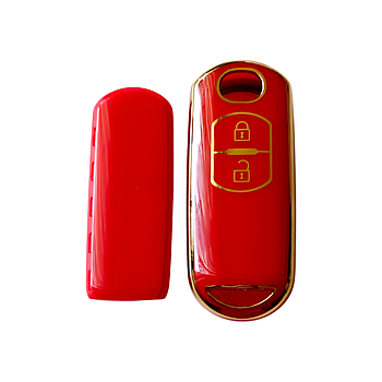 Чохол для ключа Mazda червоний із золотою рамкою