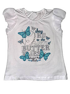 Дитяча футболка з метеликами та стразами (98,104,110,116 розміри)