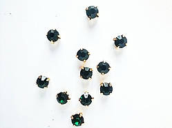 Страз смарагдовий в золотистіх цапах 6 мм