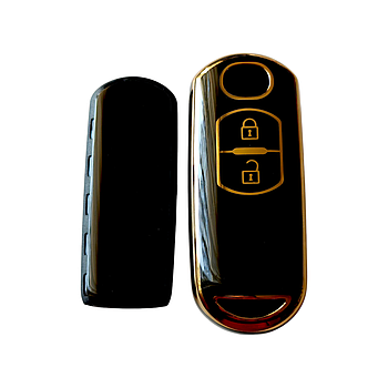 Чохол для ключа Mazda чорний з золотою рамкою