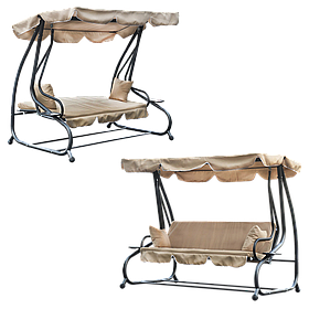 Гойдалка садова GardenLine KRE0759 бежева 210x120x170 см з навісом для літнього відпочинку