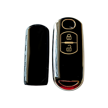 Чохол для ключа Mazda чорний з срібною рамкою