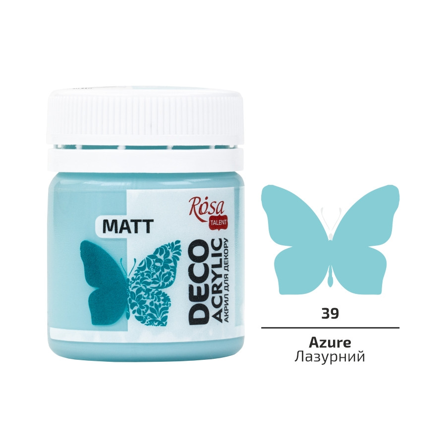 Акрил для декору лазурний матовий 20 мл Rosa Talent, 20039, фото 1