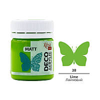 Акрил для декору лаймовий матовий 20 мл Rosa Talent, 20038