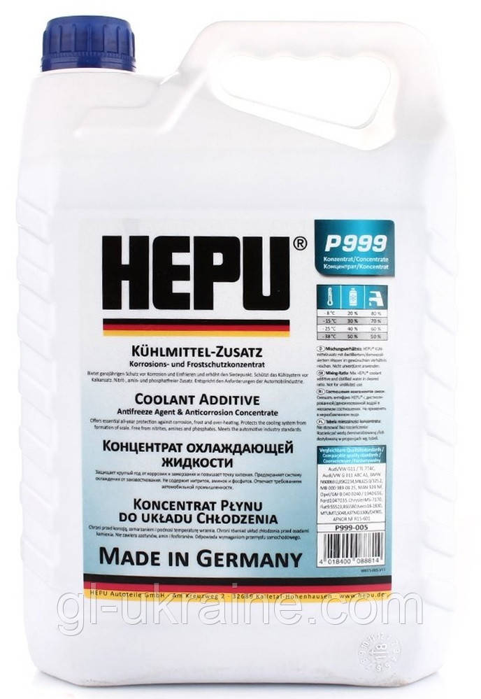 Антифриз-концентрат HEPU G11 (синій), 5л (P999)