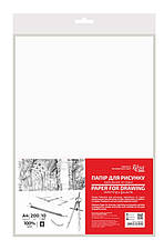 Папір для малюнка та креслення А4 білий 10 аркушів дрібне зерно 200 г/м2 Rosa Studio, 169221002