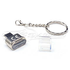 Перехідник OTG micro SD Card Reader на Type-C тато, срібло