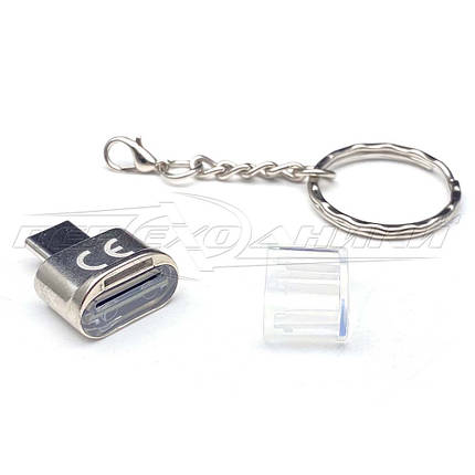 Перехідник OTG micro SD Card Reader на Type-C тато, срібло, фото 1