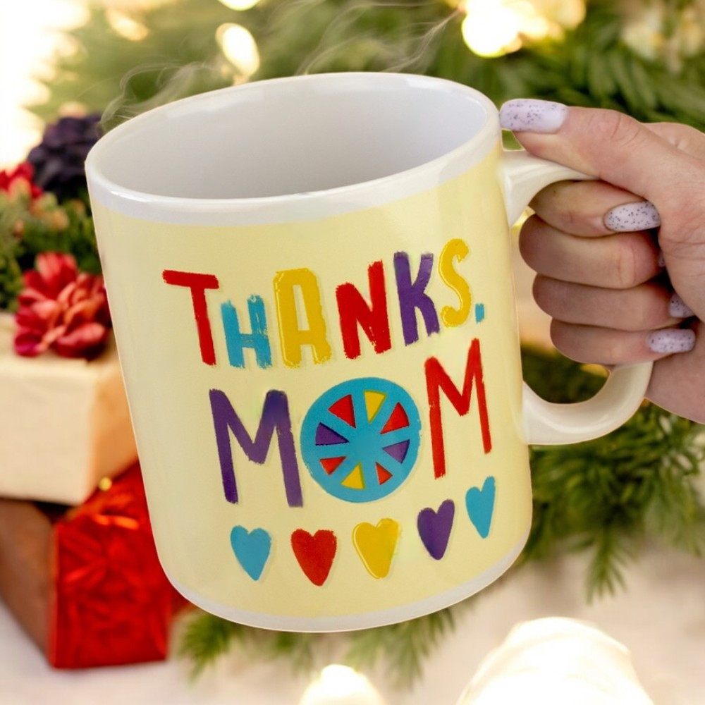 Велика кружка для мами "Thanks mom", 1 літр, Жовта