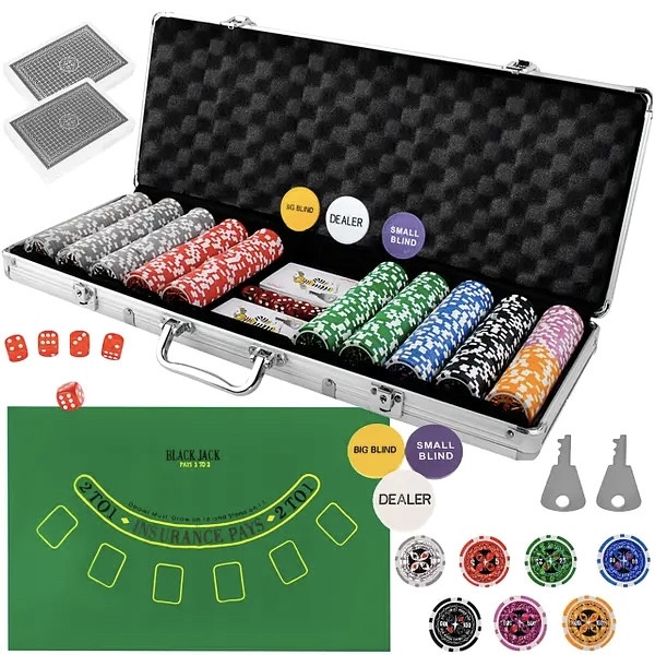 Покерний набір 500 жетонів з номіналом у валізі HQ 23529