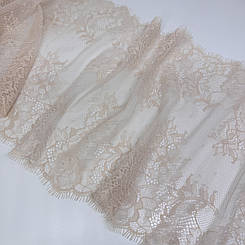 Мереживо шантильї "Керрі" нееластичне бежеве 22 см.( купон 2,9 м.)