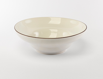 Тарелка для пасти D-420 ml, d-225 mm, h-80 mm, біла з коричневим кантом (Dovbysh) Довбиш DFZ 100542