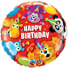 Q18" Вечірка з тваринами Birthday Friends. Куля фольгована З Днем народження. Джунглі, В УП