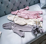 Набір з бавовняної в'язки (Комбінезон + Пінетки) дитчий весняний, фото 2